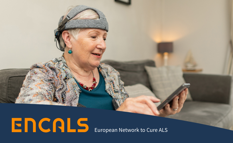ENCALS banner showing an image of a woman using the Cumulus headset